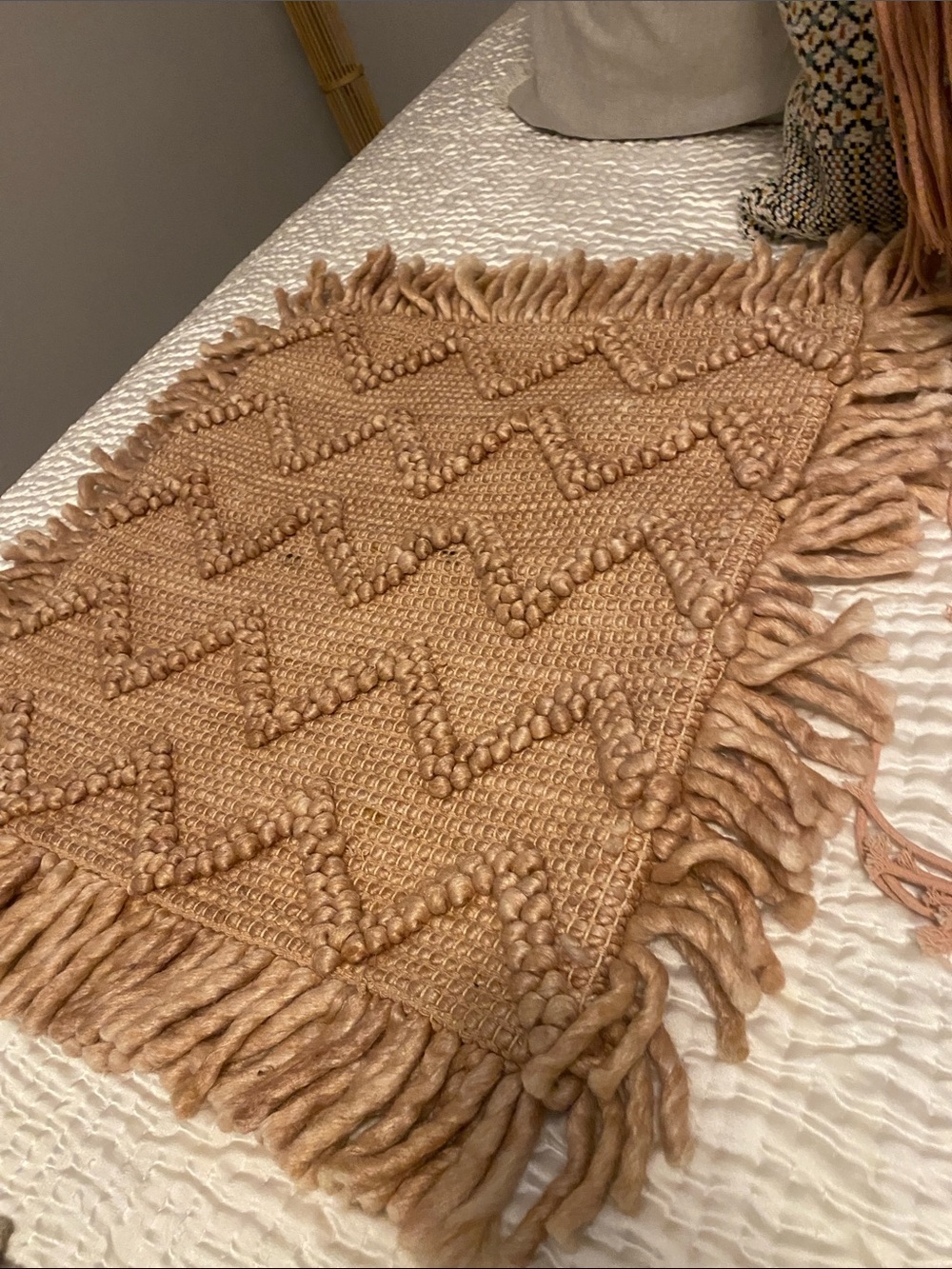 Set of 2 - boho Fringe Accent Pillow covers in pink and gray.